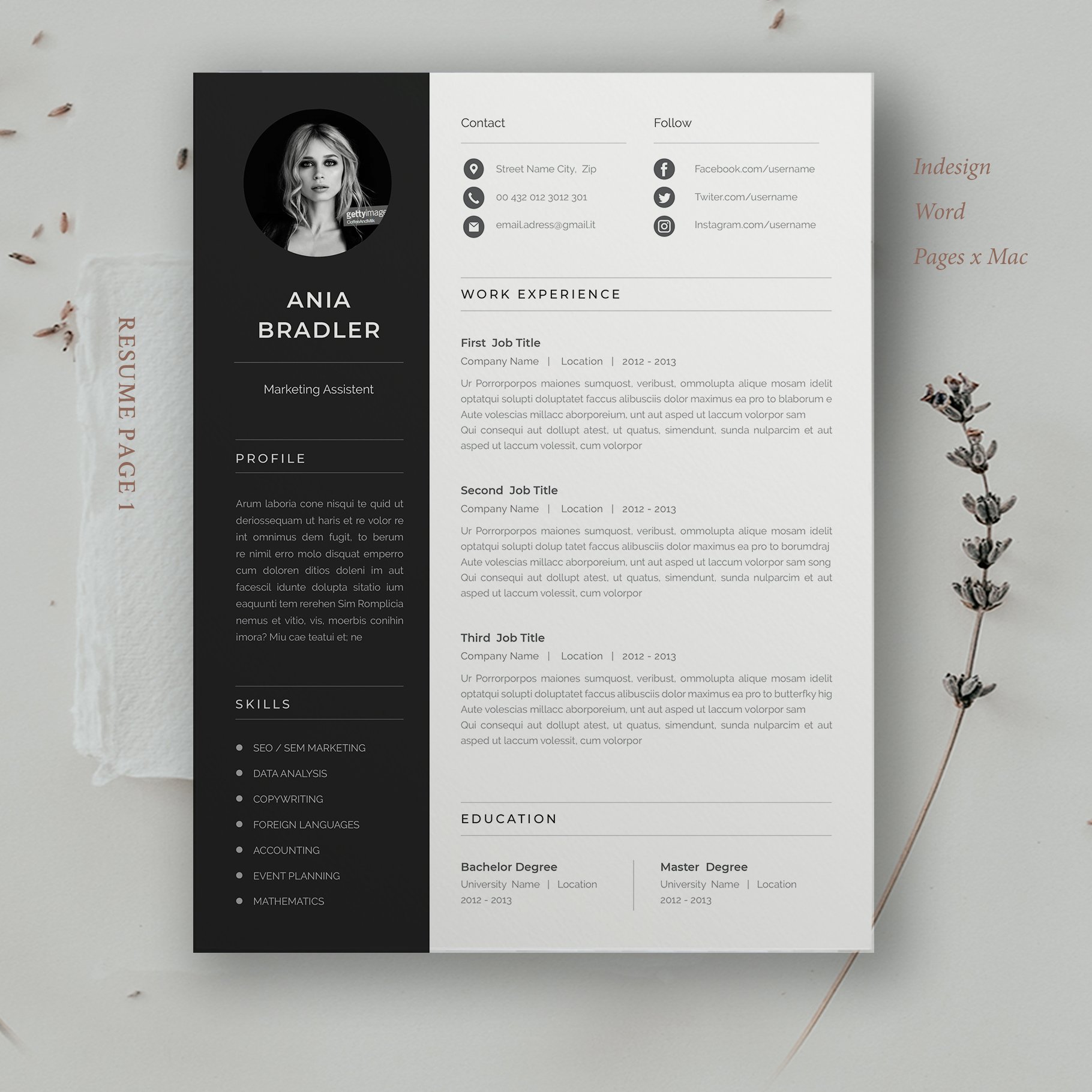 Resume Template | Ania cover image.