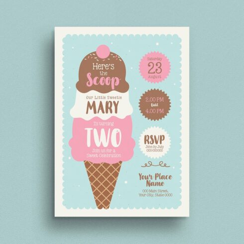 Ice Cream Birthday Invitation cover image.