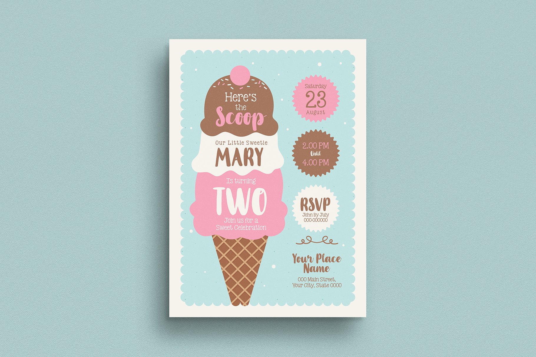 Ice Cream Birthday Invitation cover image.