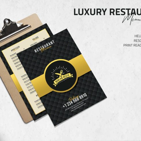 Luxury Restaurant Menu Template cover image.