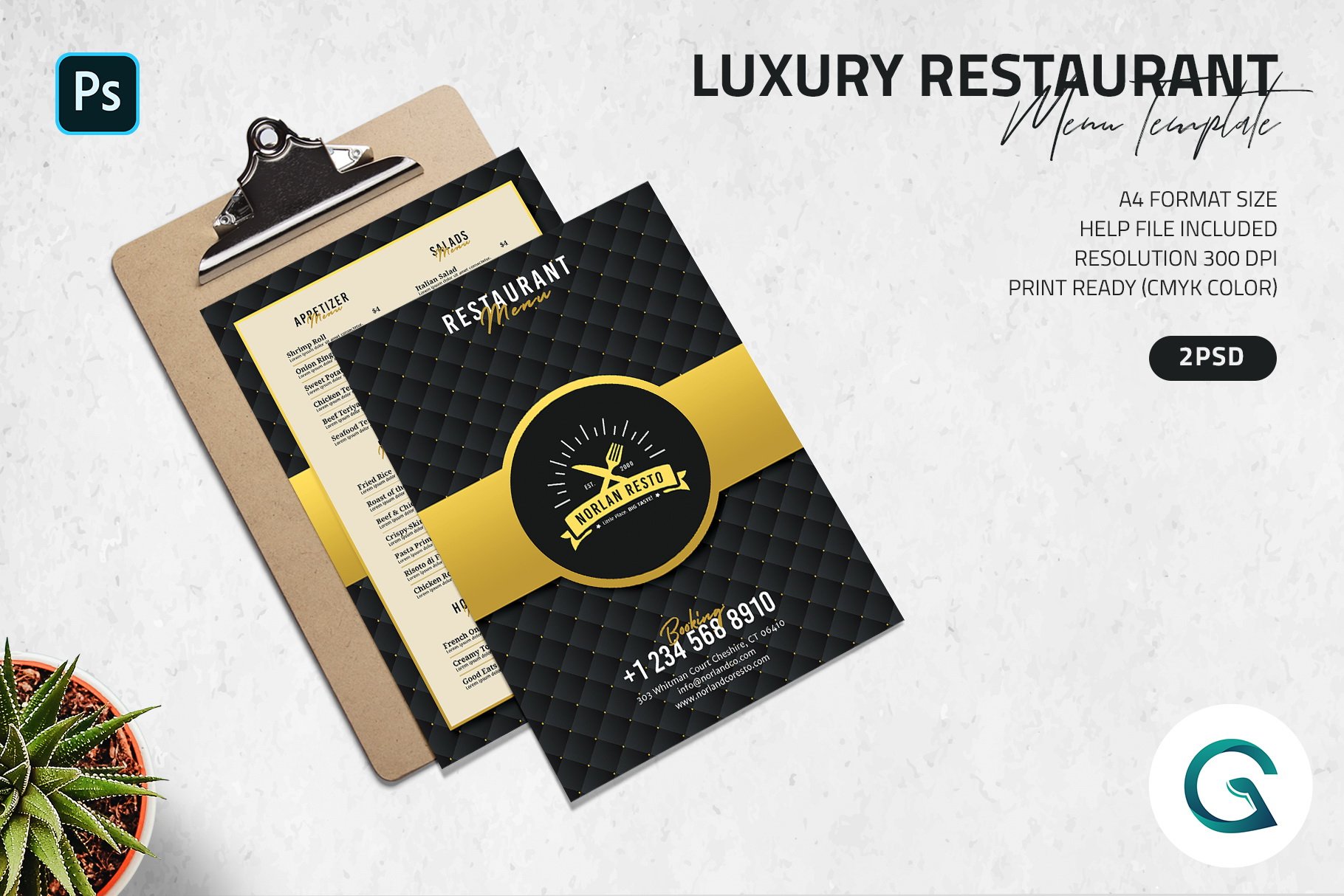 Luxury Restaurant Menu Template cover image.