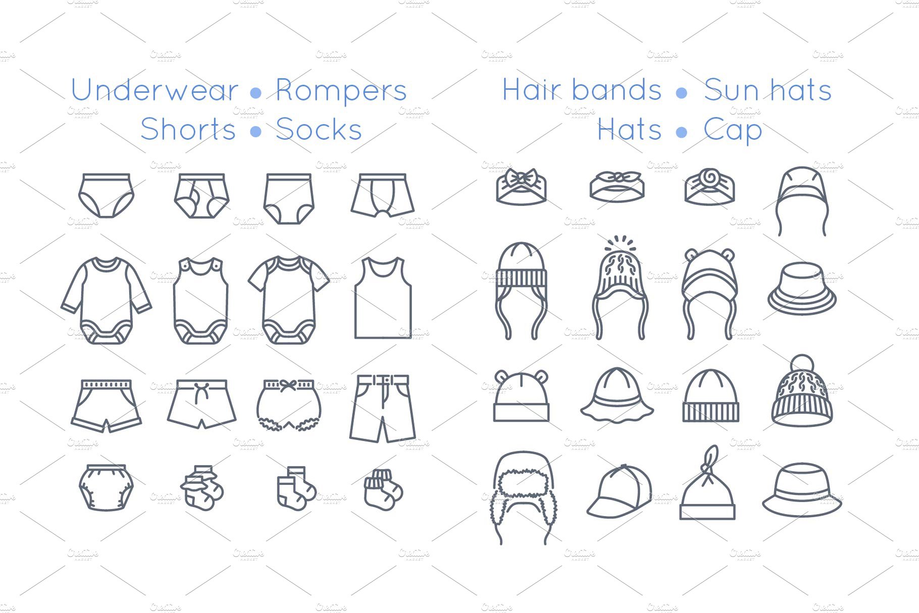 Pair of small baby socks line icon. linear style sign for mobile
