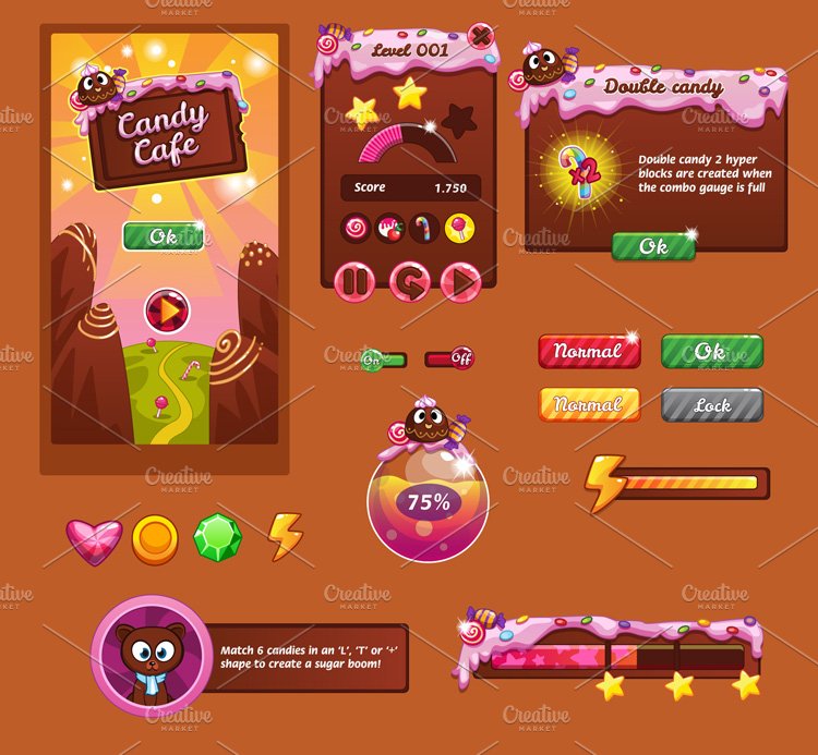 Interface game design (theme candy) preview image.