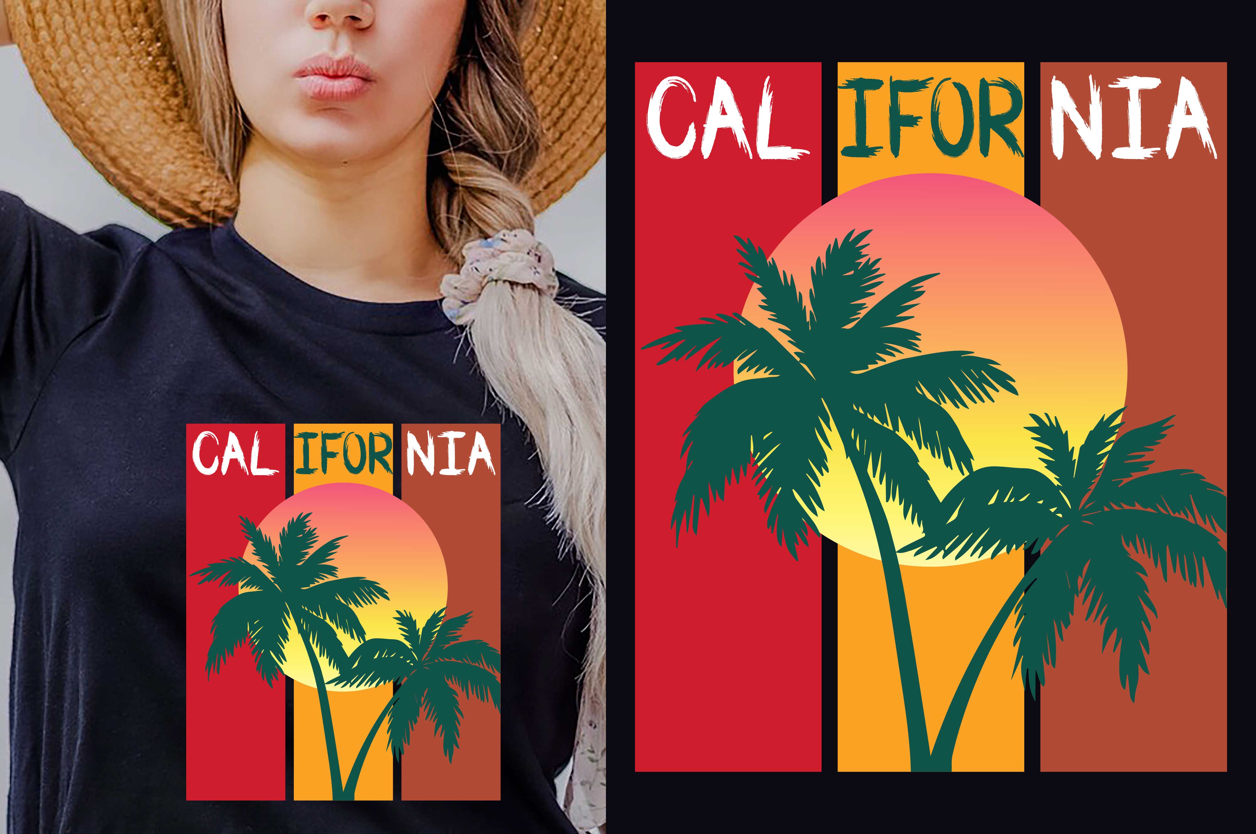 Woman wearing a hat and a california t - shirt.