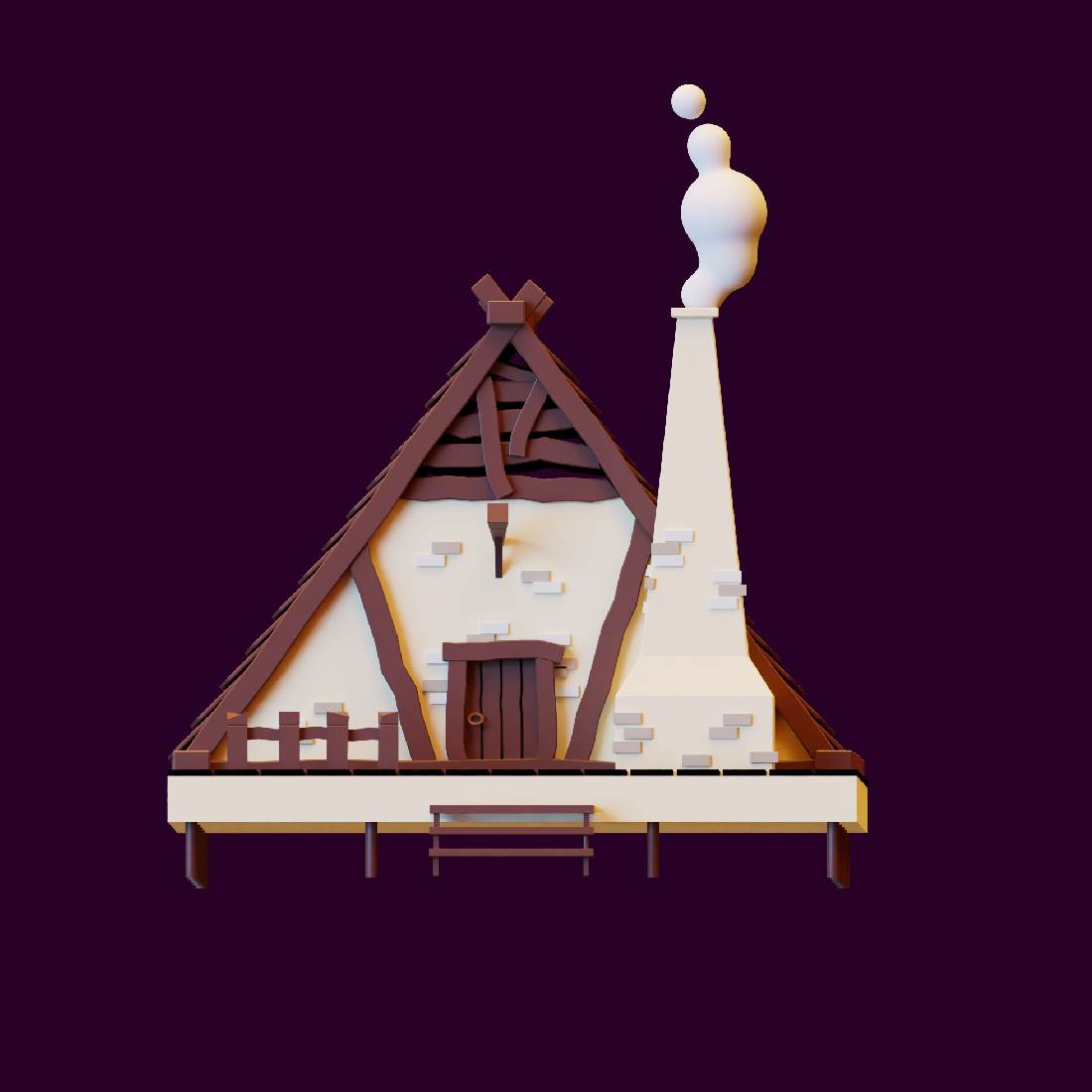 3D HOUSE BUILDING LOWPOLY RENDER preview image.