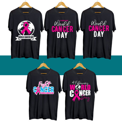 Cancer Day SVG T Shirt Designs Bundle cover image.