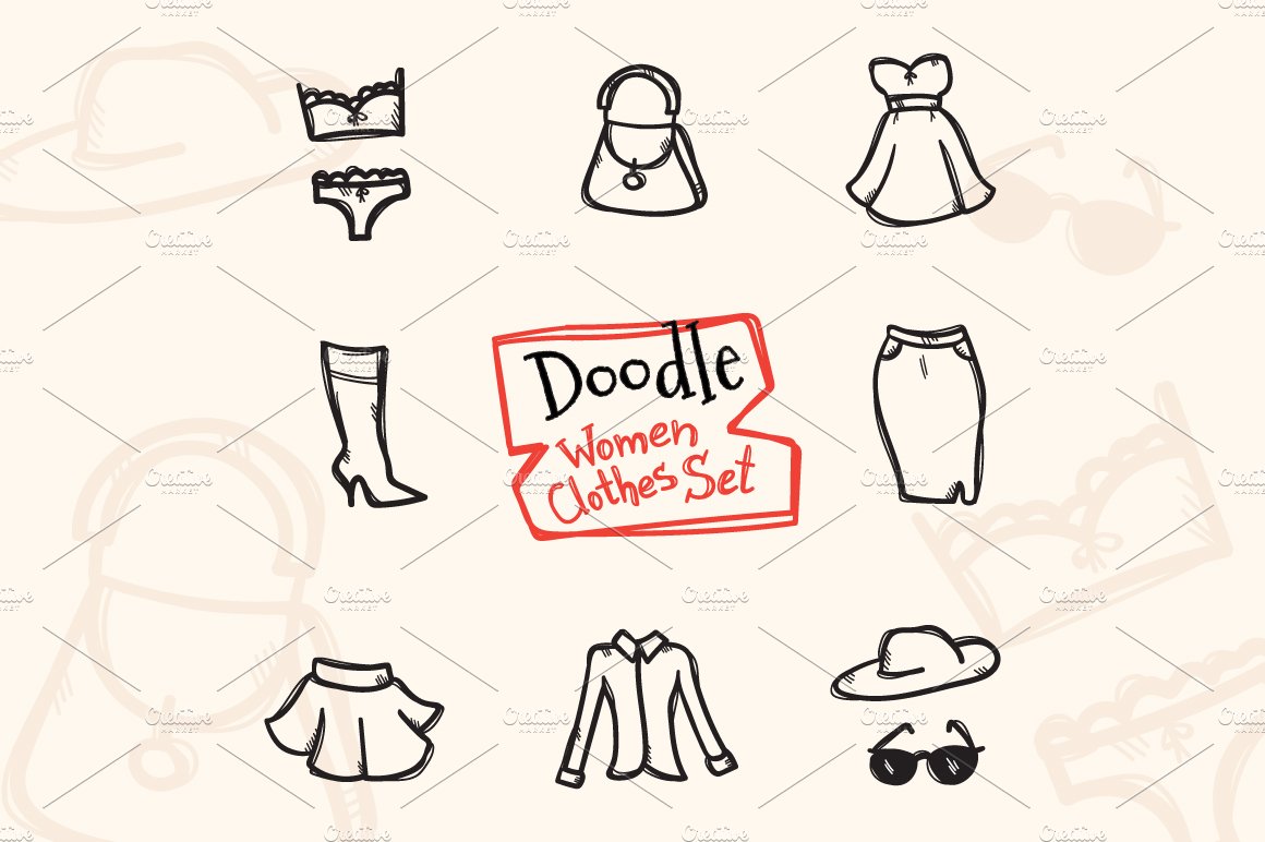 8 Doodle Icons. Women Clothes cover image.