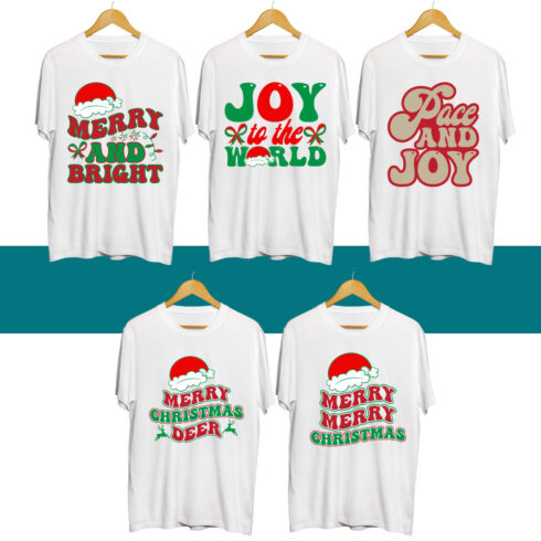 Christmas Retro T Shirt Designs Bundle cover image.