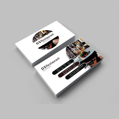 Restaurant business card design cover image.