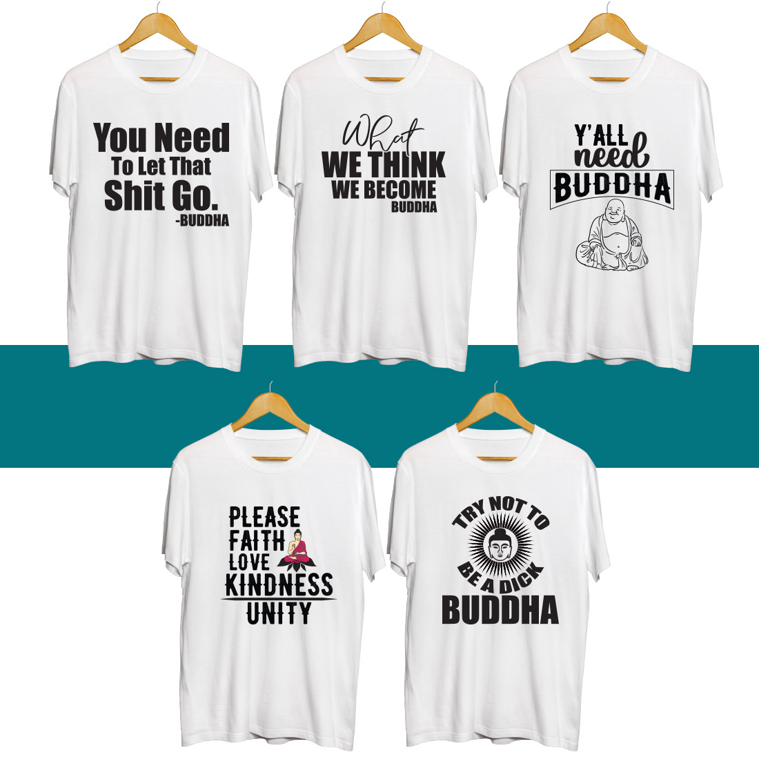 Buddha SVG T Shirt Designs Bundle cover image.