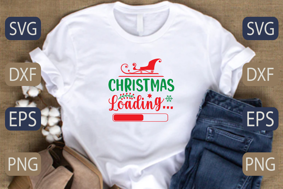T - shirt with the words christmas loading on it.