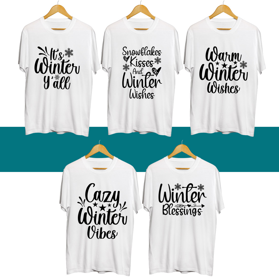 Winter SVG T Shirt Designs Bundle cover image.