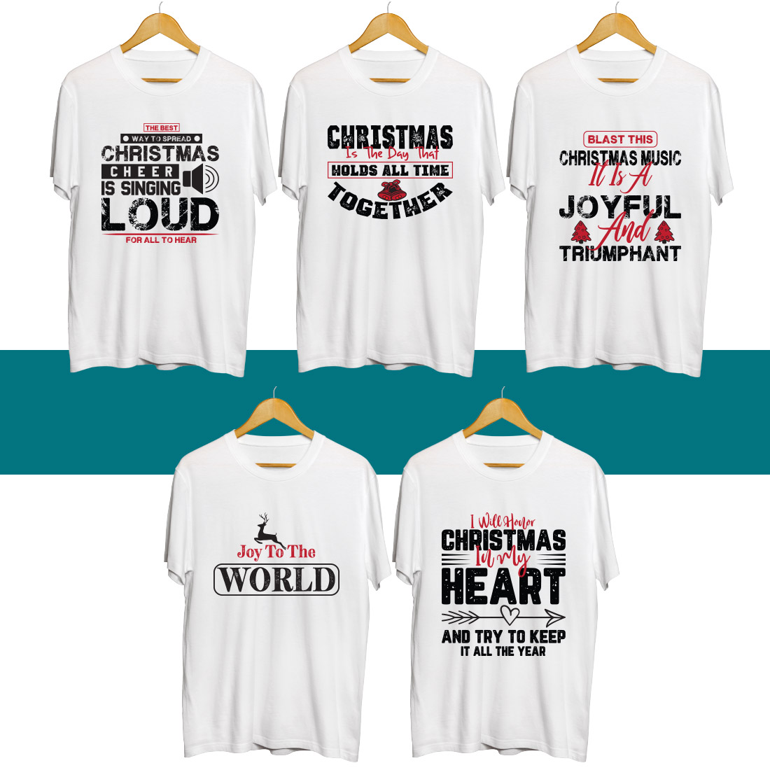 Christmas T Shirt Designs Bundle cover image.