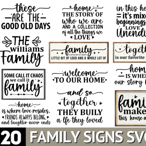 Family sign Svg bundle cover image.