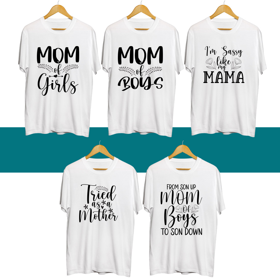 Mother's Day SVG T Shirt Designs Bundle preview image.