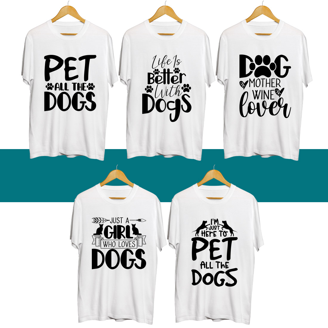 Dog SVG T Shirt Designs Bundle cover image.