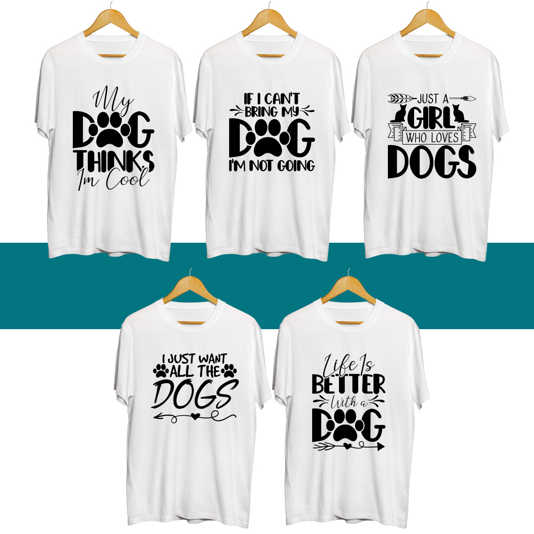 Dog SVG T Shirt Designs Bundle cover image.