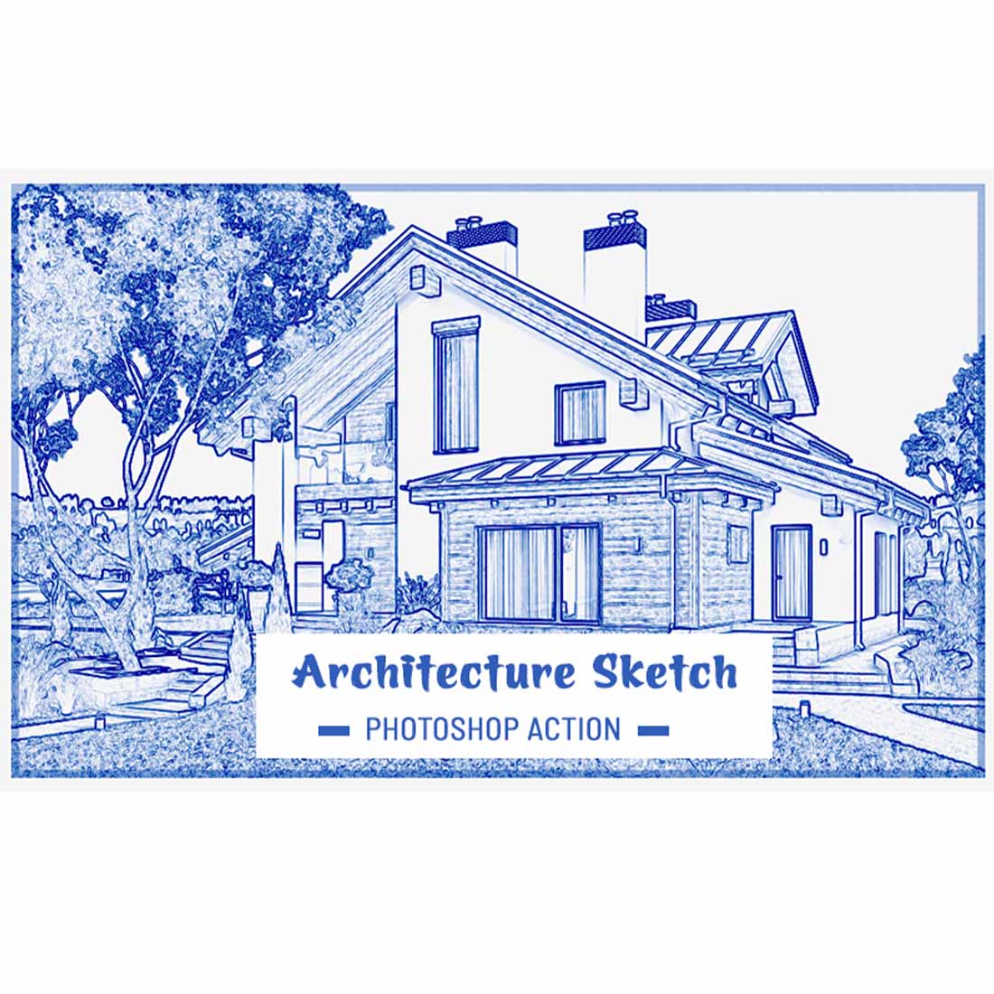 Architecture Sketch photoshop Action cover image.