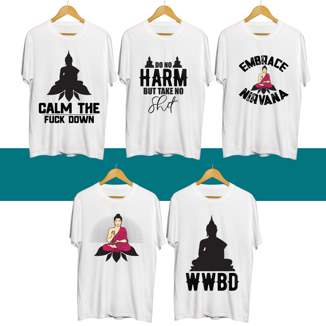 Buddha SVG T Shirt Designs Bundle cover image.