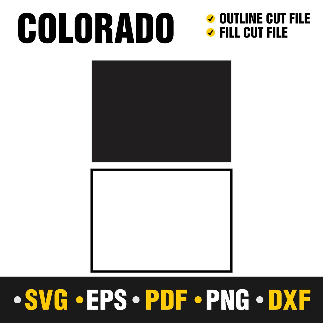 Colorado Map SVG, PNG, PDF, EPS & DXF - Colorado Vector Files - Perfect for Your USA-Themed Projects cover image.