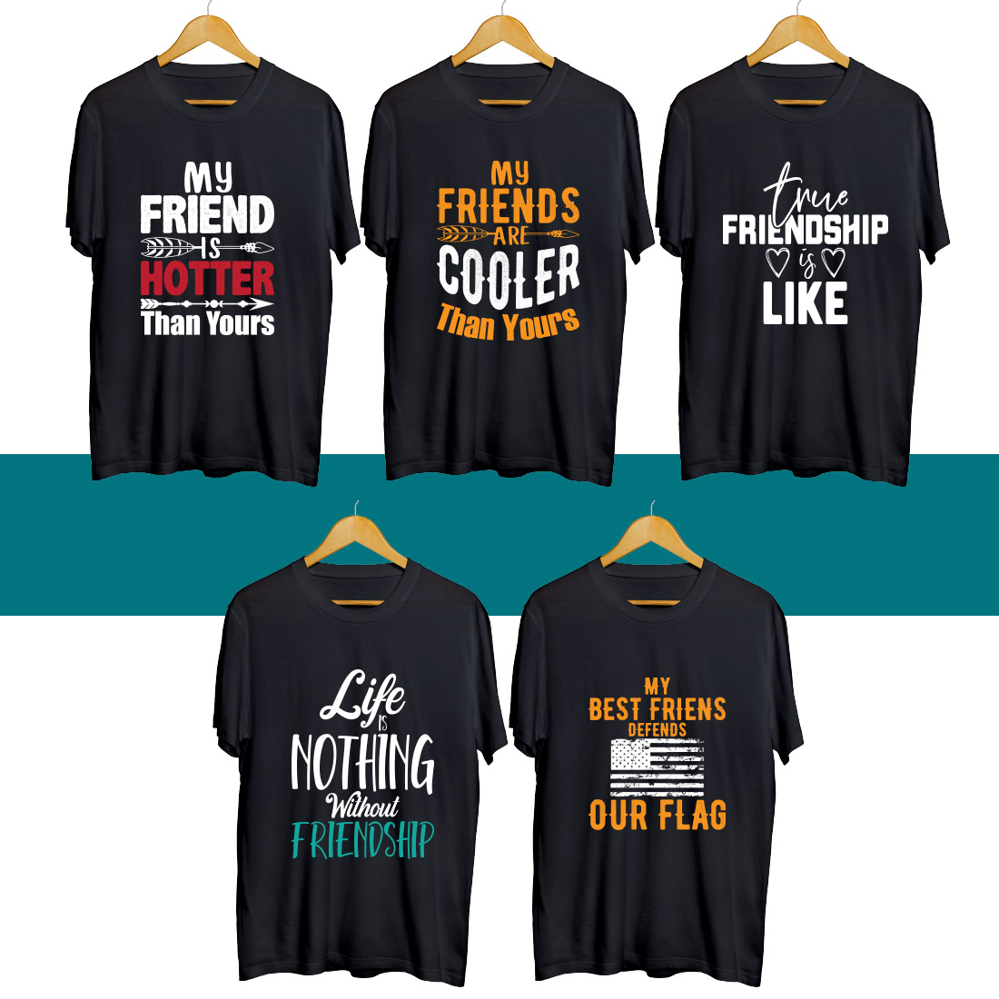 Friendship SVG T Shirt Designs Bundle cover image.