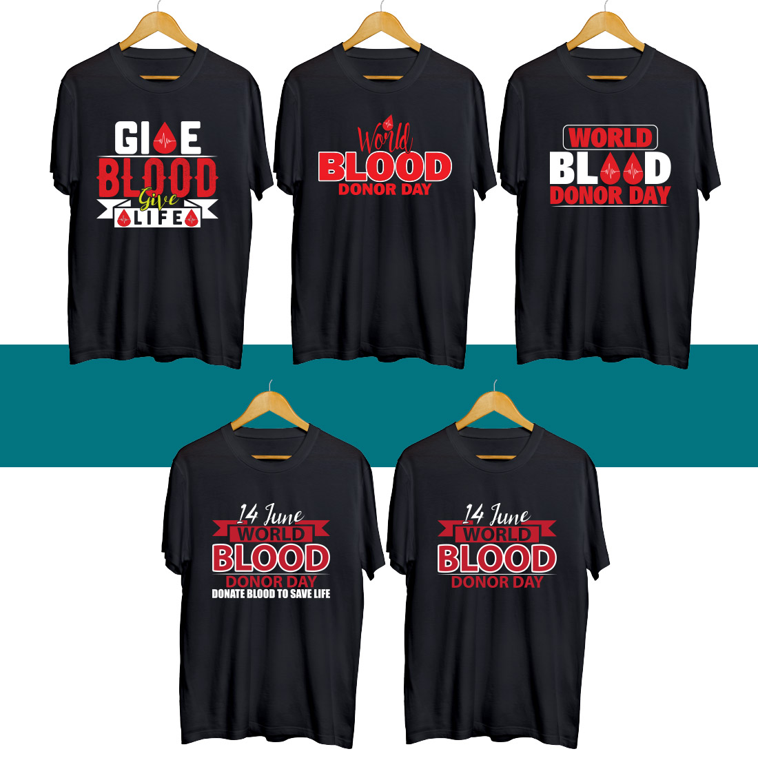 Blood Donor SVG T Shirt Designs Bundle cover image.