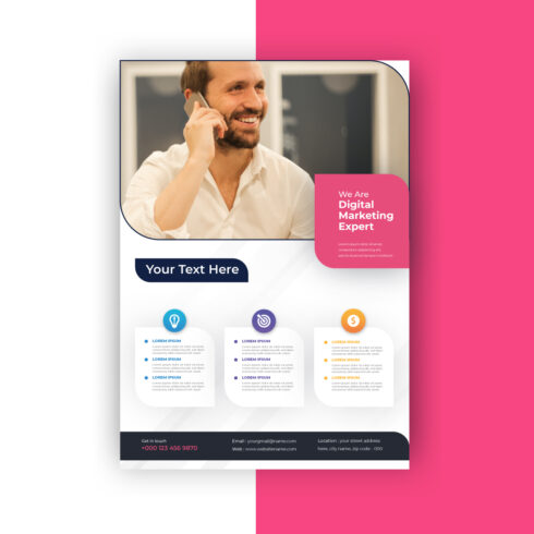 Digital marketing agency modern business flyer design vector template cover image.