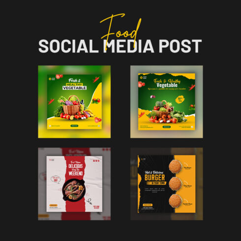 4+ Beautiful Food and restaurant social media Banner post templates- only $4 cover image.