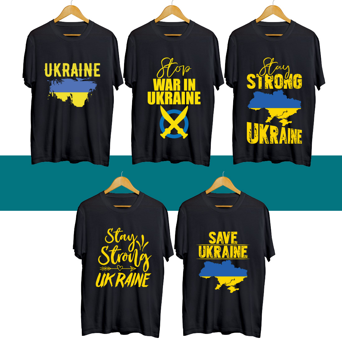 Four t - shirts that say war in ukraine and save ukraine.