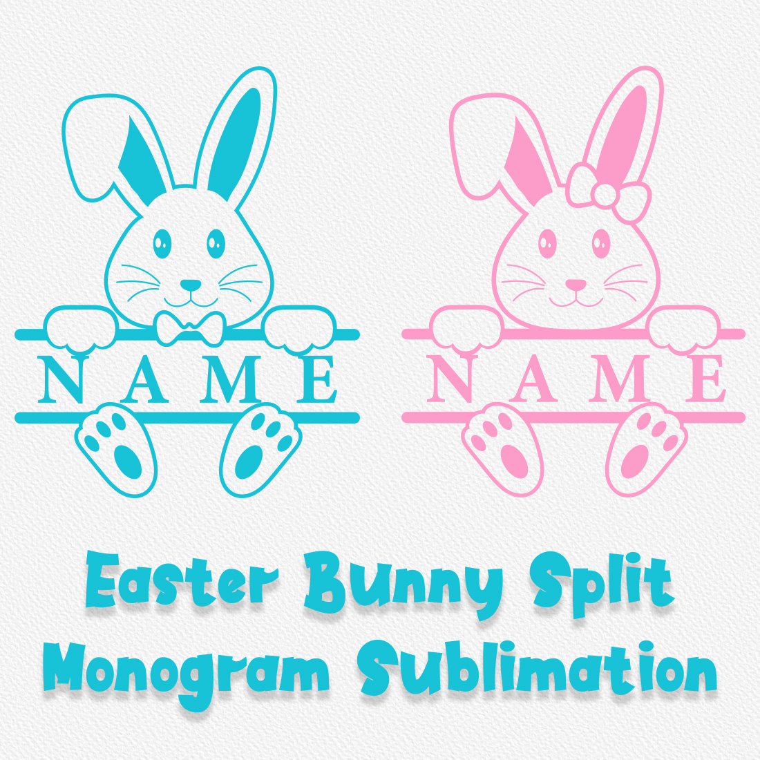 Easter Bunny Split Monogram Png Sublimation, Easter Bunny Png, Easter Png, Bunny split Png / Bunny Face Png, Cute Bunny Boy & Girl Png cover image.