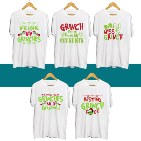 Grinch SVG T Shirt Designs Bundle cover image.