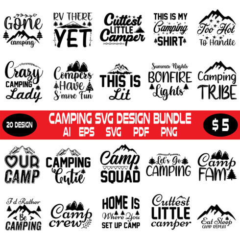 Camping Svg Design Bundle cover image.
