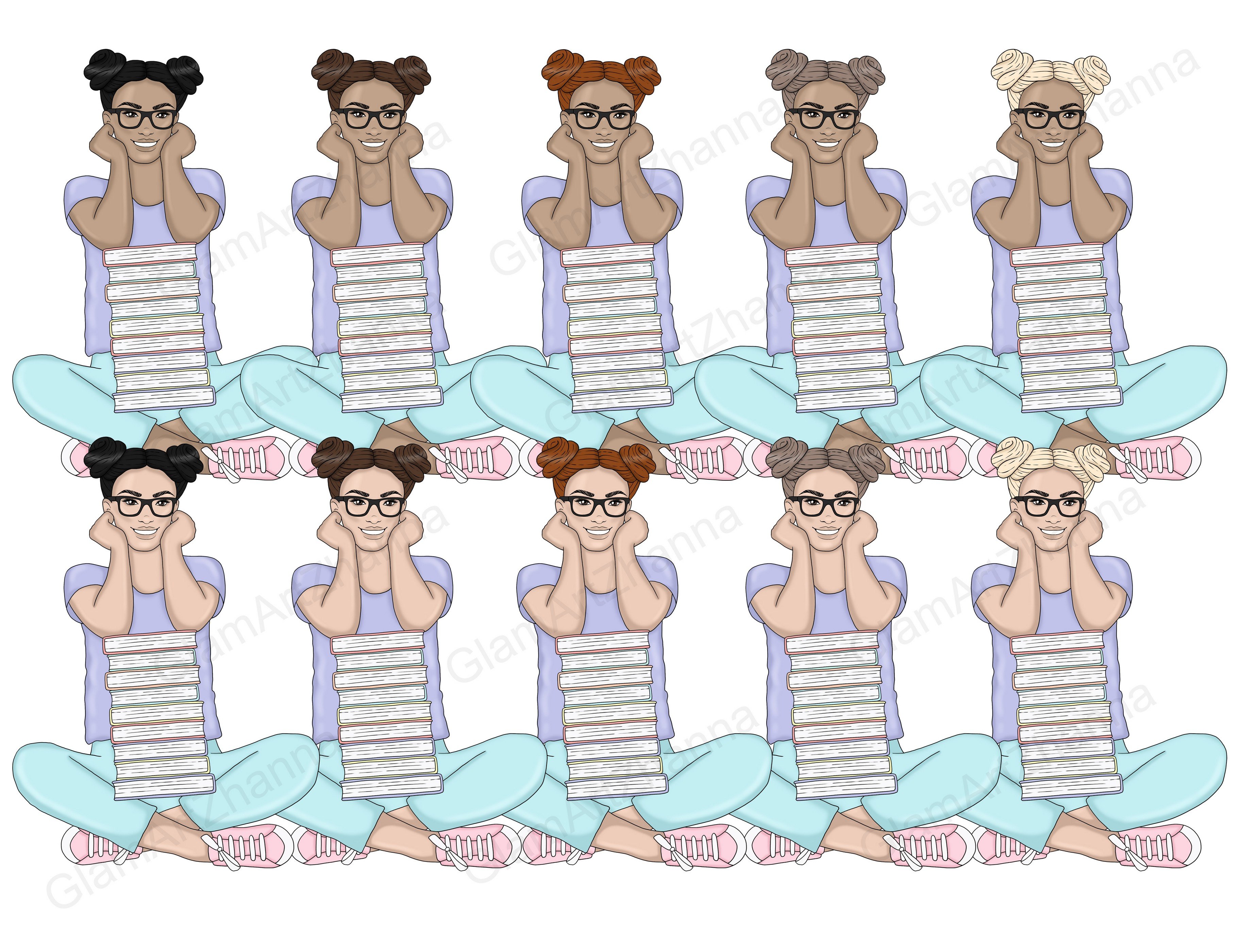 Study Bright Girls Clipart preview image.