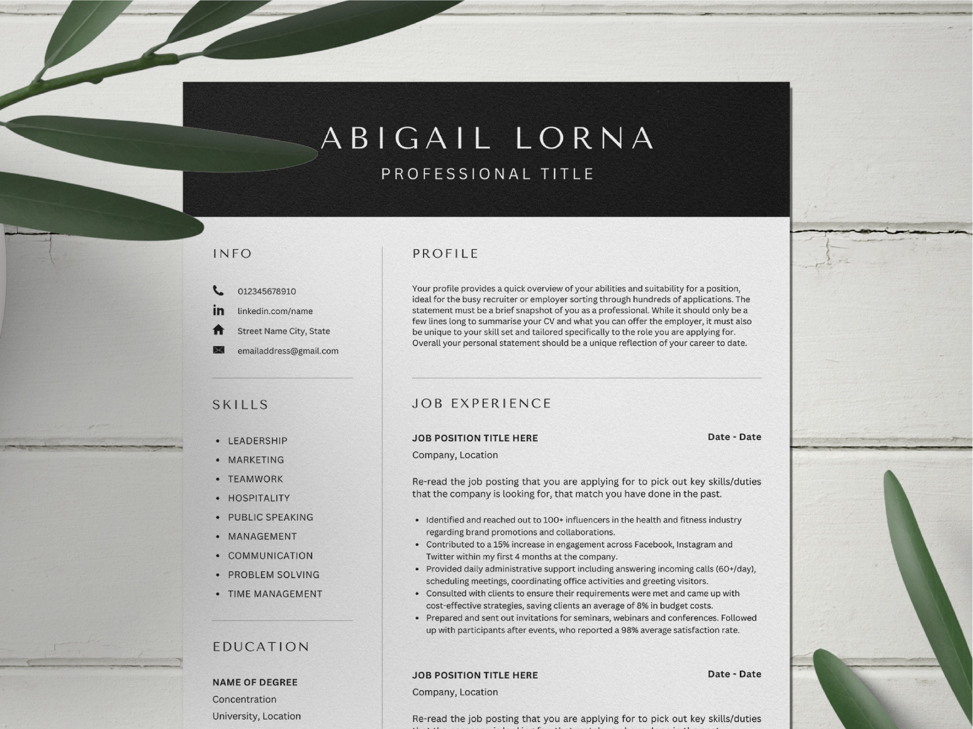 Word Resume Template cover image.