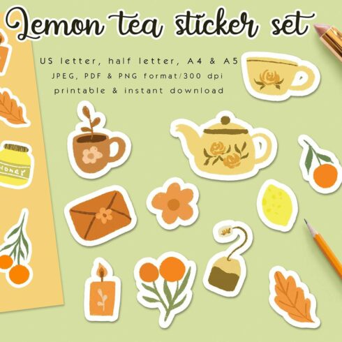 Lemon Tea Cozy Sticker Sheets Printable cover image.