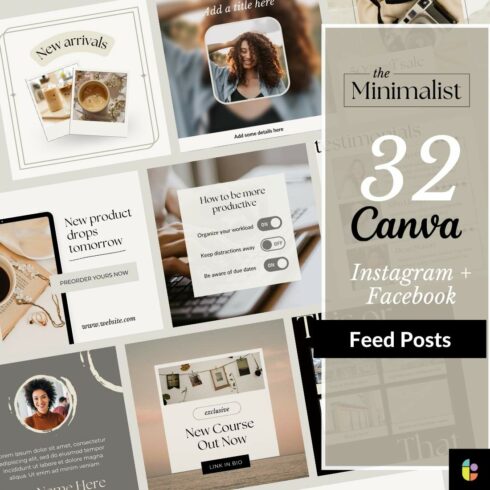 Minimal Instagram Feed Posts Canva Template cover image.