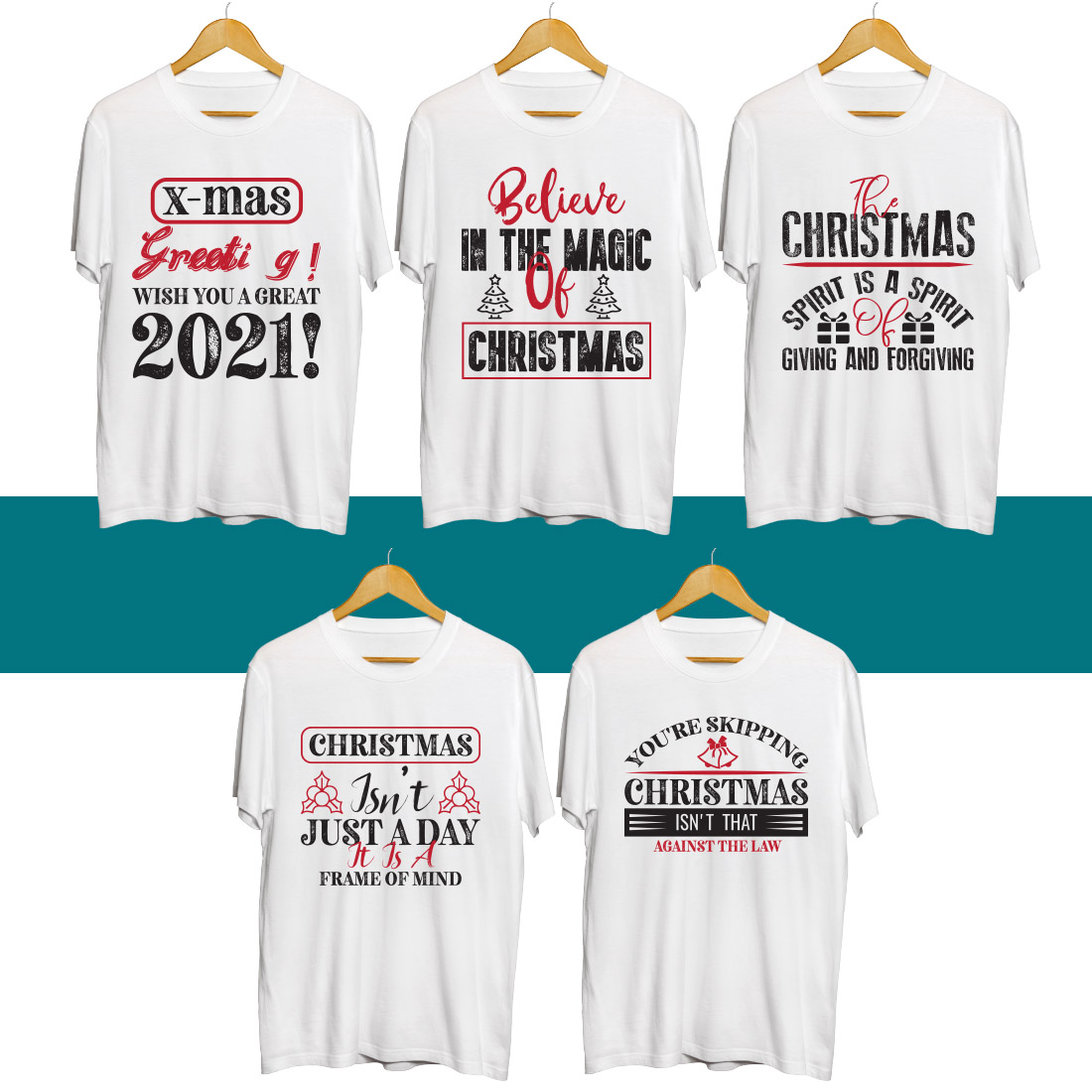 Christmas T Shirt Designs Bundle cover image.