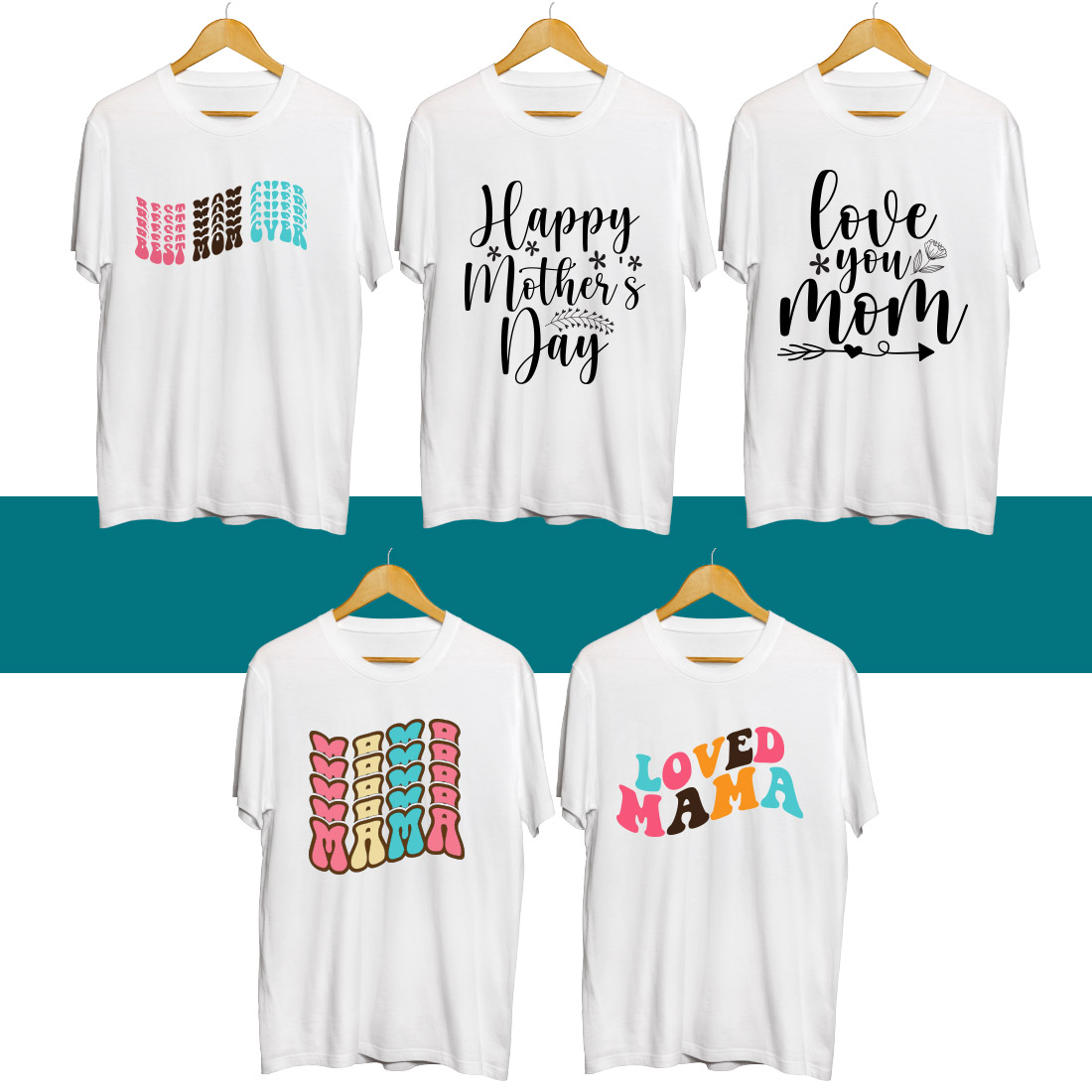 Mother's Day SVG T Shirt Designs Bundle cover image.