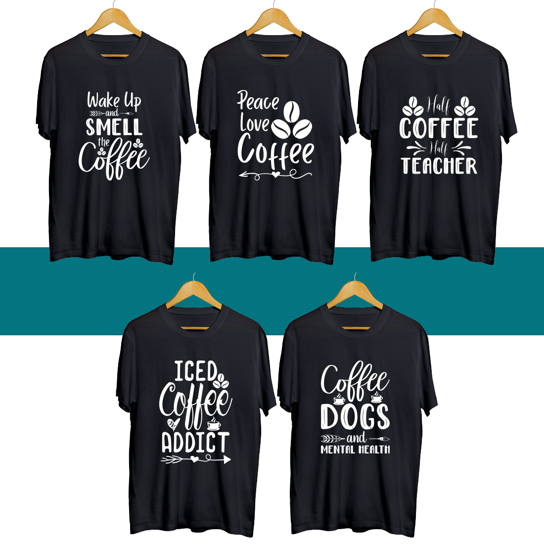 Coffee SVG T Shirt Designs Bundle cover image.
