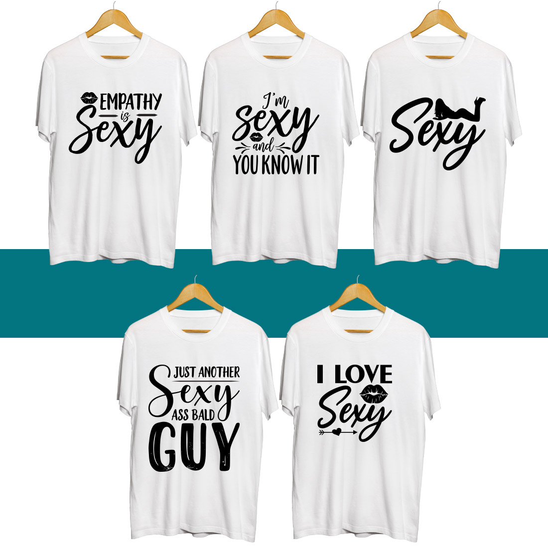 Four t - shirts that say i love my guy.