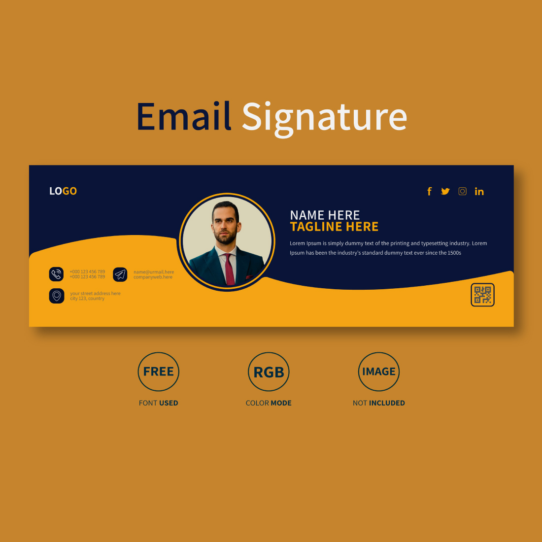 Email signature design or email footer design and personal Facebook cover design template preview image.