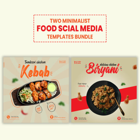 Two Minimal Food Menu Social Media Posts And Instagram Banner Templates cover image.