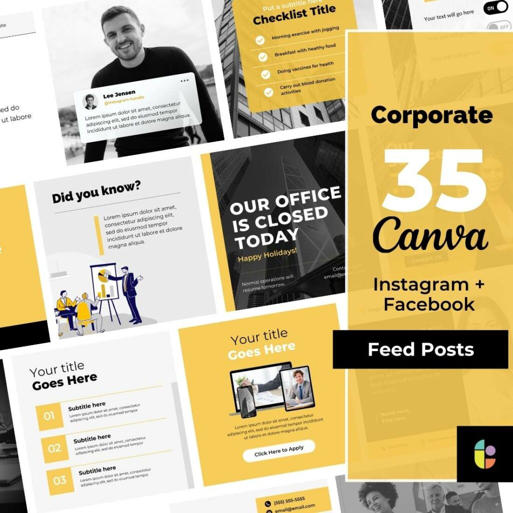 Corporate Instagram Feed Posts Canva Template - MasterBundles