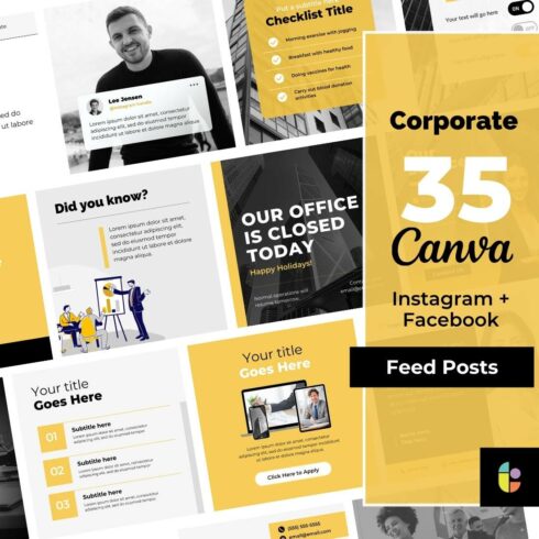 Corporate Instagram Feed Posts Canva Template cover image.