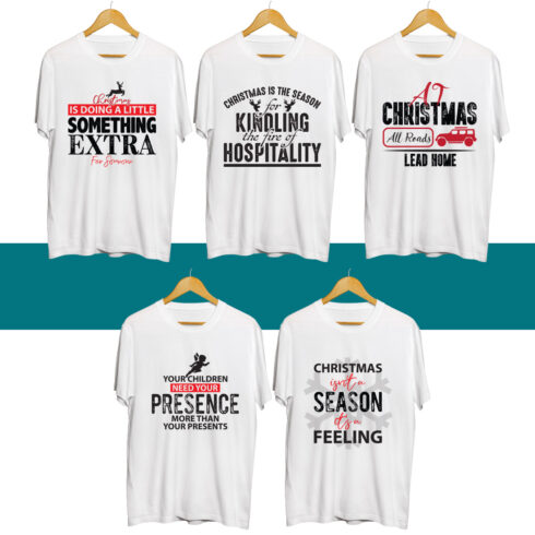 Christmas T shirt designs bundle cover image.