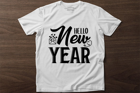 T - shirt that says hello new year on it.