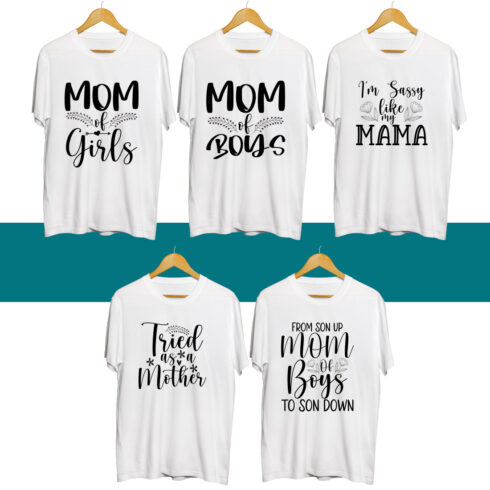 Mother's Day SVG T Shirt Designs Bundle cover image.