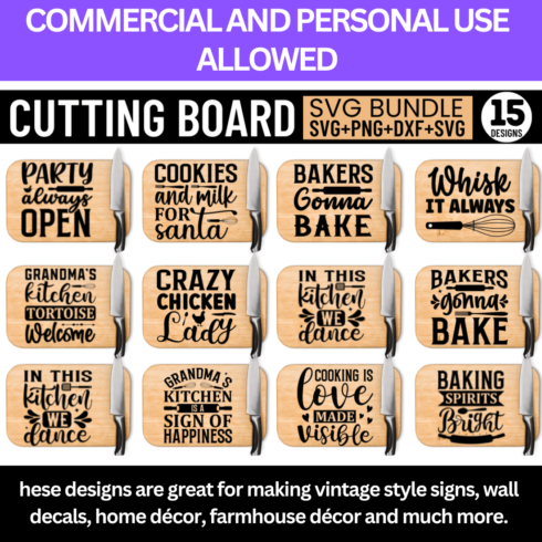 Cutting Board Svg bundle cover image.
