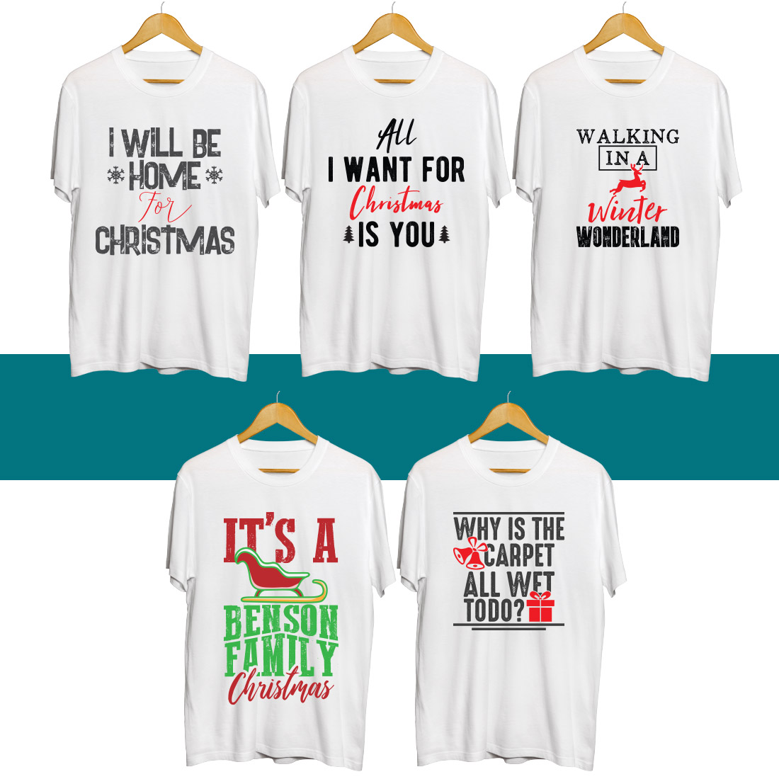 Christmas T shirt Designs Bundle cover image.