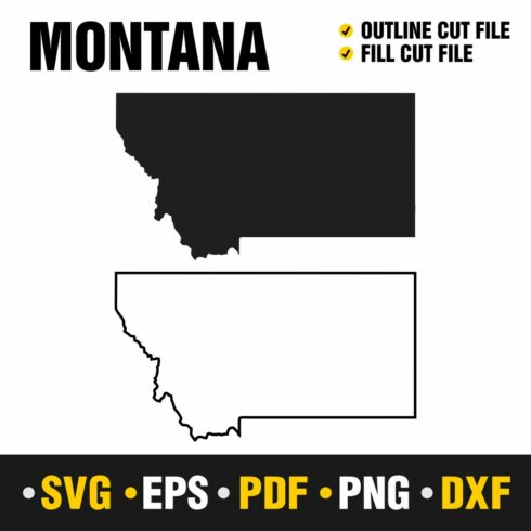 Montana Map SVG, PNG, PDF, EPS & DXF - Montana Vector Files - Perfect for Your USA-Themed Projects cover image.